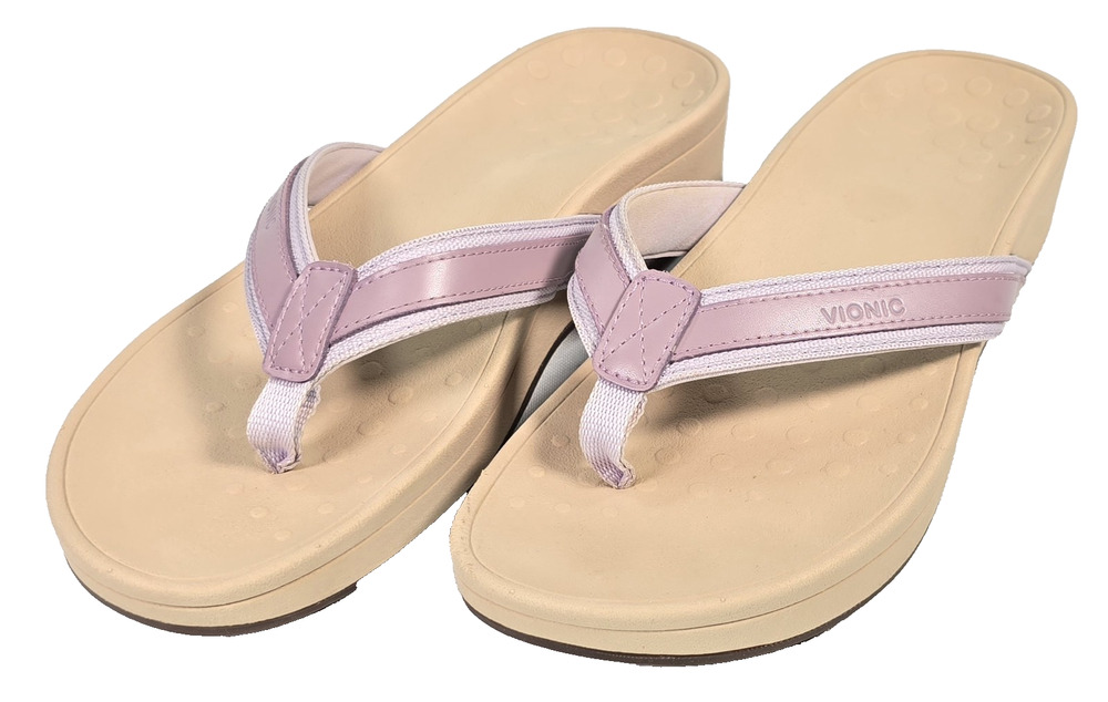 Vionic 380 High Tide Womens Size 10 Purple Tan Flip Flop Platform Sandal TVW4895